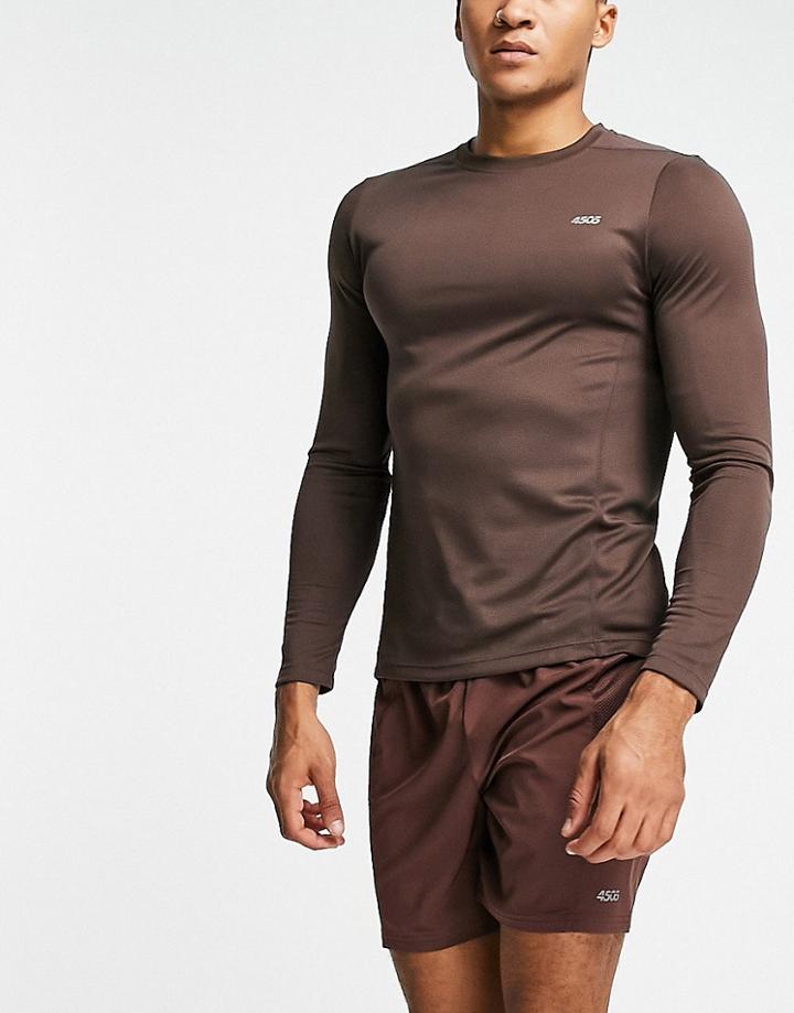Asos 4505 Icon Training Long Sleeve T-shirt With Quick Dry In Brown