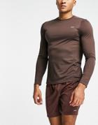 Asos 4505 Icon Training Long Sleeve T-shirt With Quick Dry In Brown