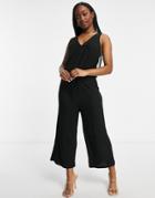 Peek & Beau Lounge Ribbed Slouchy Jumpsuit In Black