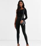 Asos Design Tall Ponte Skinny Pants With Rhinestone Zips-black