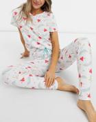 Loungeable Hearts & Arrows T-shirt With Leggings-white