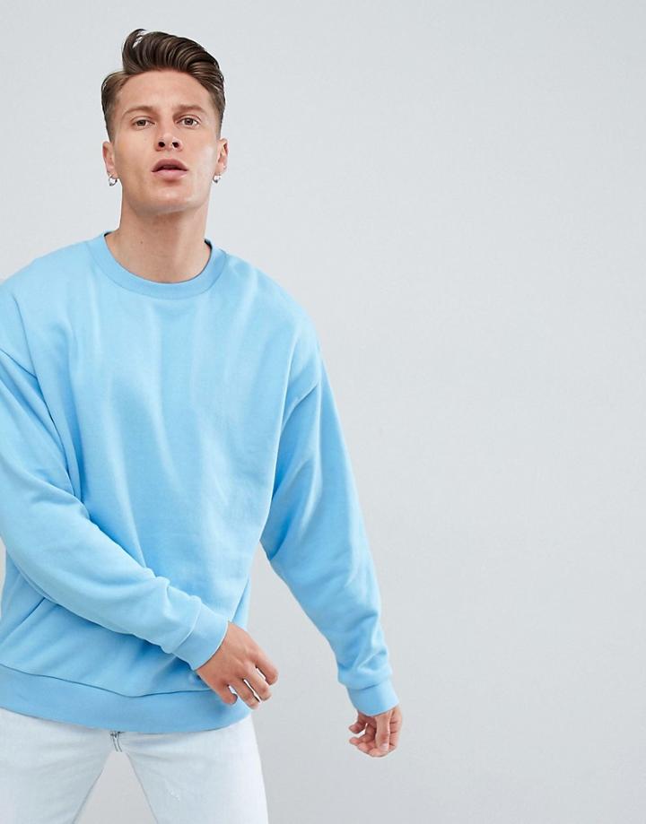 Asos Design Oversized Sweatshirt In Blue - Blue