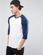 New Look 3/4 Sleeve Raglan T-shirt In Navy - Navy