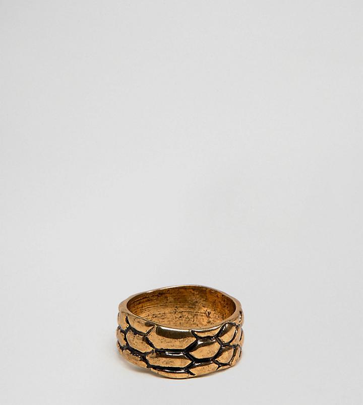 Designb Patterned Band Ring In Gold Exclusive To Asos - Gold