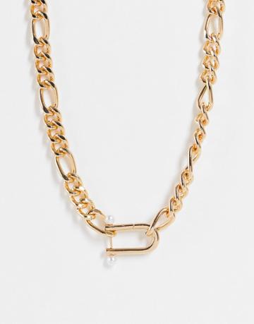 Wftw Pearl Clasp Chain Necklace In Gold