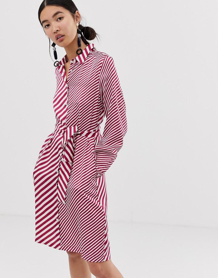 Emme Mixed Stripe Belted Shirt Dress - Multi