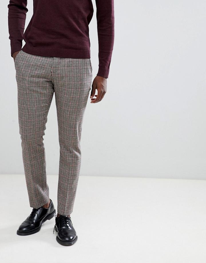 Selected Homme Slim Fit Suit Pants In Mixed Grid Check - Gray