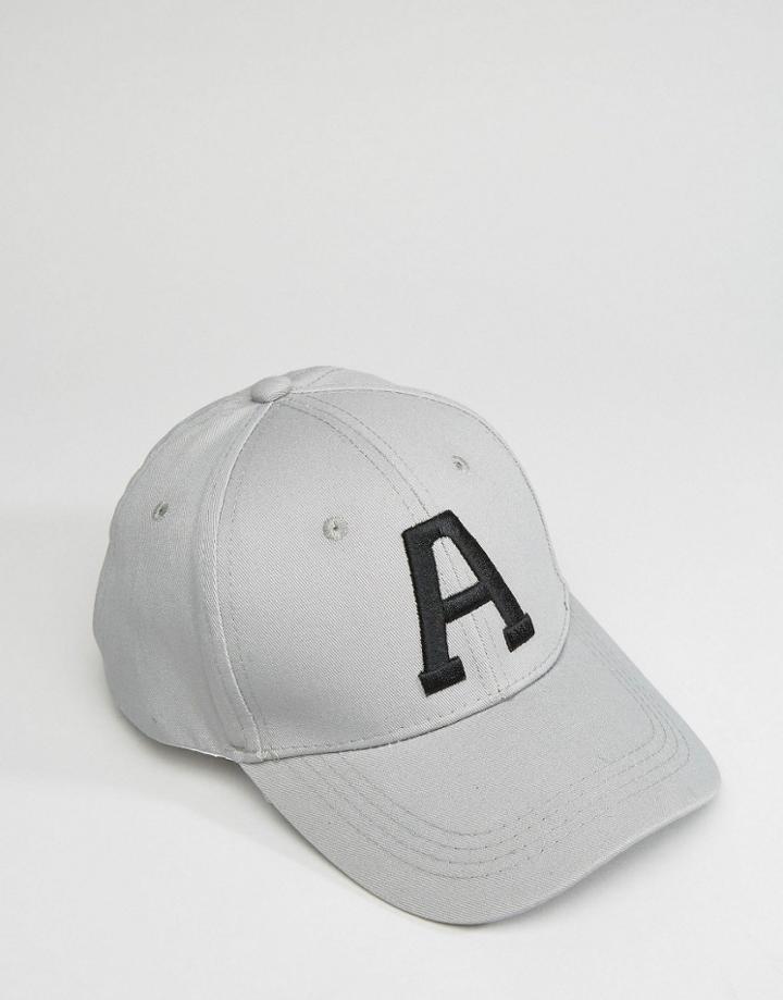 7x Baseball Cap With Letter A - Gray