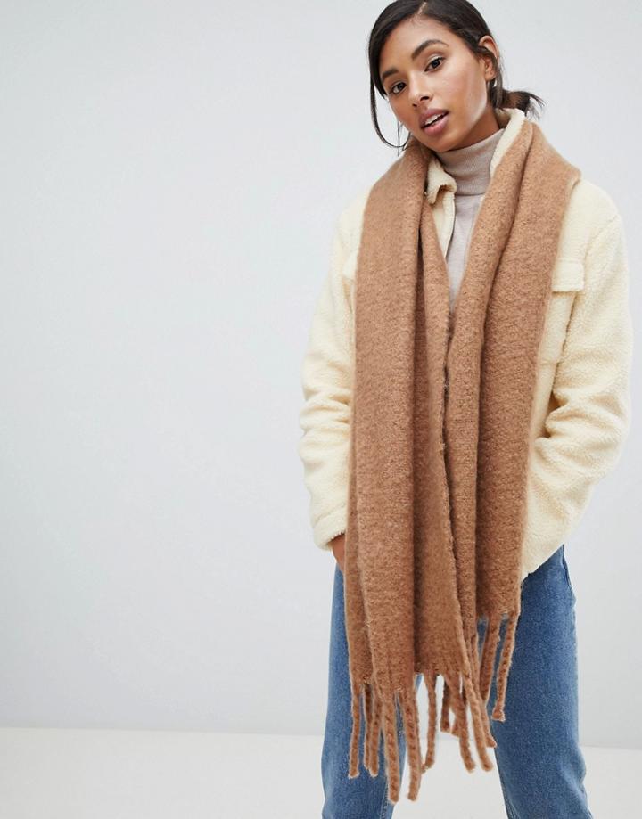 New Look Camel Plain Scarf - Beige