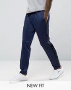 Asos Skinny Joggers In Polytricot With Side Stripe - Blue