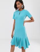 Closet Frill Hem Midi Dress - Blue