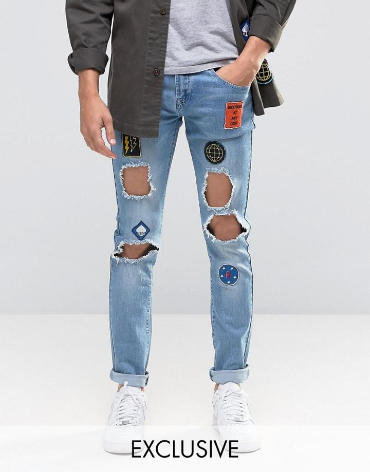 Hero's Heroine Skinny Jeans With Distressing - Blue