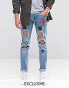 Hero's Heroine Skinny Jeans With Distressing - Blue