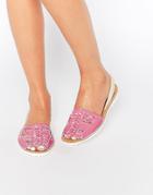Park Lane Weave Leather Sling Flat Sandals - Pink