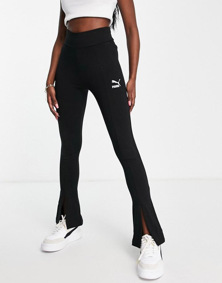 Puma Seam Detail Split Leggings In Black - Exclusive At Asos