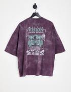 Asos Design Oversized T-shirt In Washed Purple With Mystic Back Print