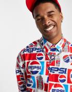 Asos Design 90s Oversized Shirt With Pepsi Print-navy