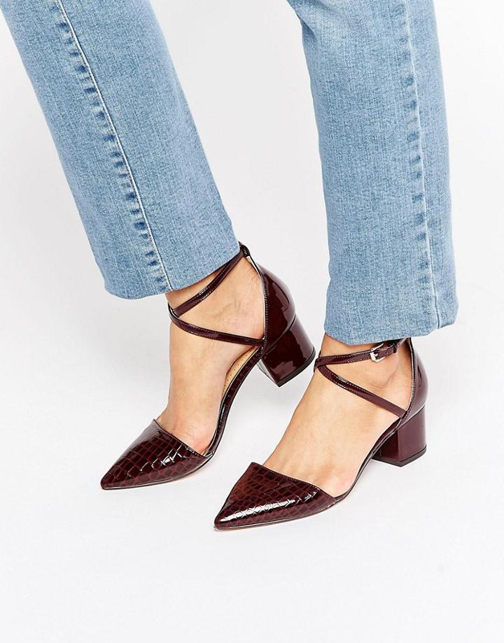 Miss Kg Ava Ankle Strap Point Mid Heeled Shoes - Red