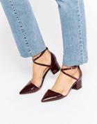 Miss Kg Ava Ankle Strap Point Mid Heeled Shoes - Red