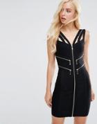 Forever Unique Marla Bandage Dress With Zip Details - Black