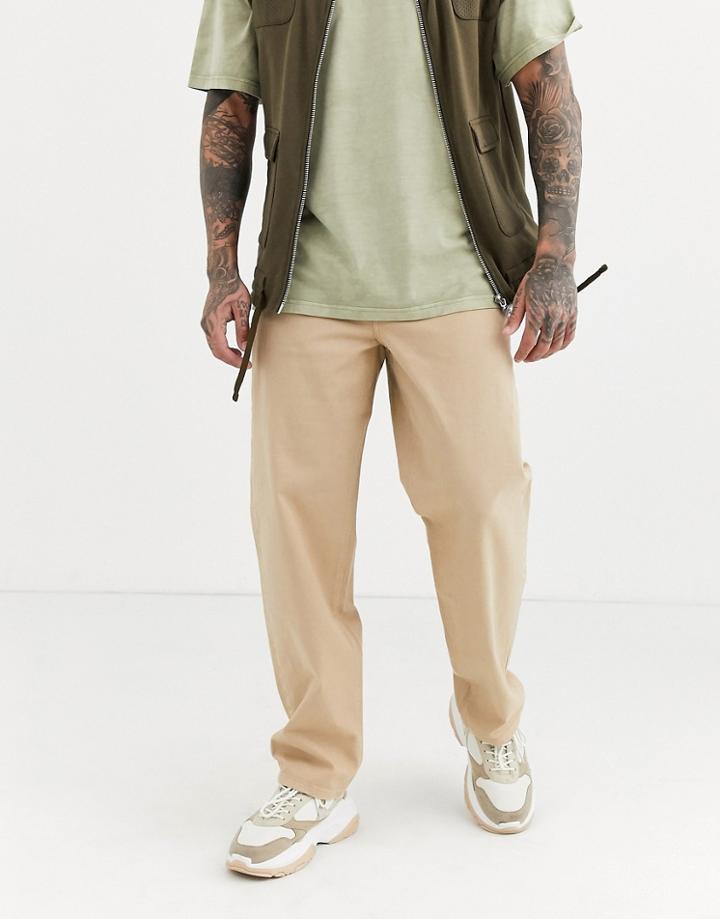 Asos Design Baggy Jeans In Stone