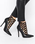 Truffle Collection Skye Cut Out Heeled Shoes - Black Pu