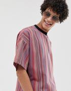 Asos Design Two-piece Oversized Woven Stripe T-shirt - Multi