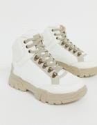 Asos Design Darkness Chunky Hiker Sneaker Boots In Off White-cream