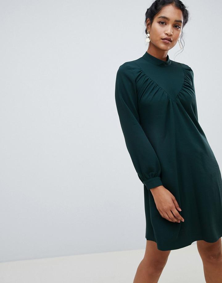 Closet London Long Sleeve Shirt Dress - Green