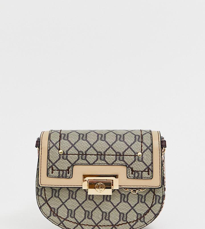 River Island Monogram Belt Bag - Brown