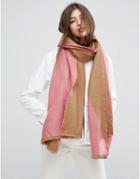 Asos Long Woven Diagonal Color Blocked Scarf - Pink