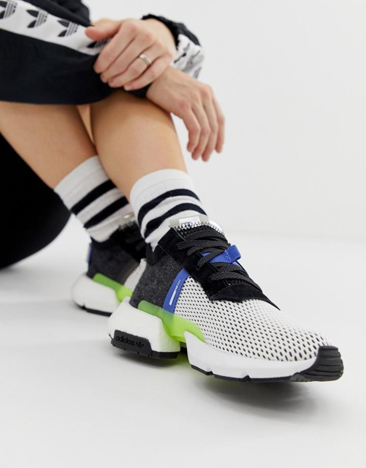 Adidas Originals Black And White Pod Sneakers - Black