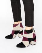Senso Jessica Wine Leather Patchwork Heeled Boots - Red