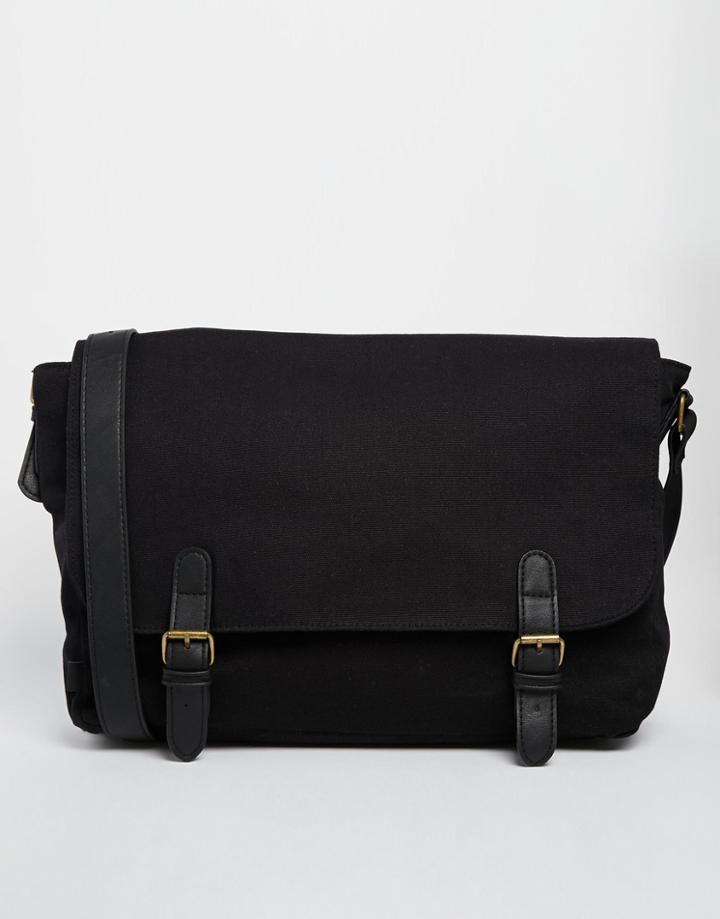 Asos Satchel In Black With Contrast Straps - Black
