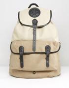 Stighlorgan Roban Backpack With Coated Canvas Pocket & Leather Trim - Stone