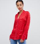 Asos Design Tall Shirt With Pyjama Styling In Jacquard - Red