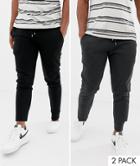 Asos Design Skinny Sweatpants In Black / Charcoal 2 Pack-multi