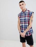 Another Influence Sleeveless Check Shirt - Blue