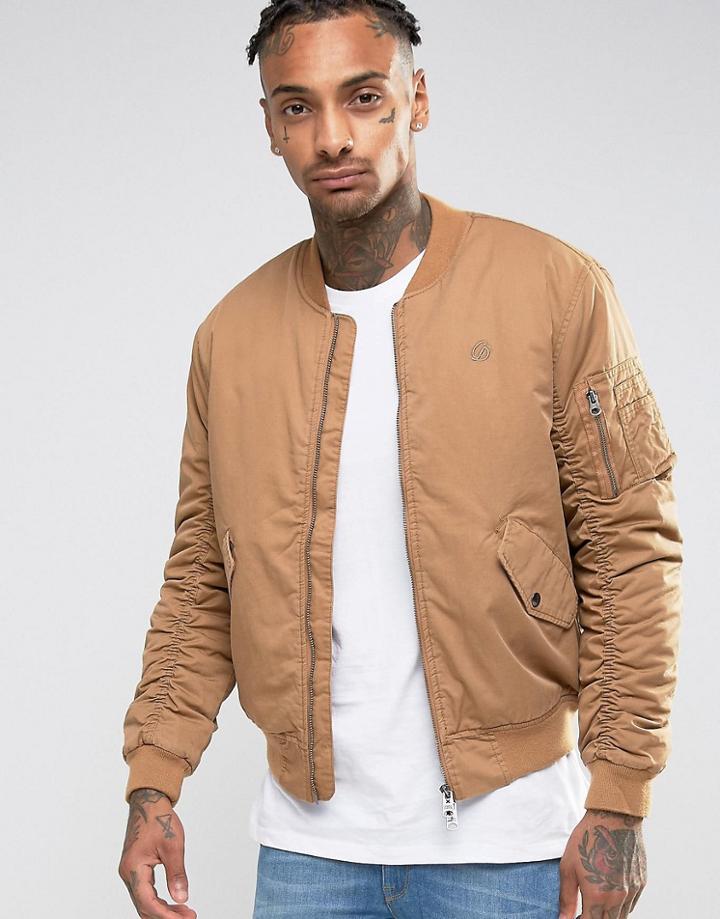 Criminal Damage Canvas Ma1 Bomber Jacket - Tan