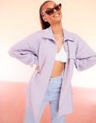 Asos Luxe Quilted Shirt Dress In Lilac-blues