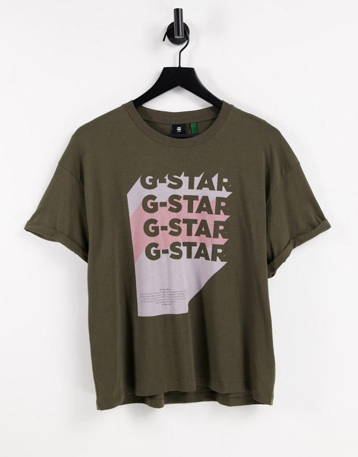 G-star Graphic Logo T-shirt In Green