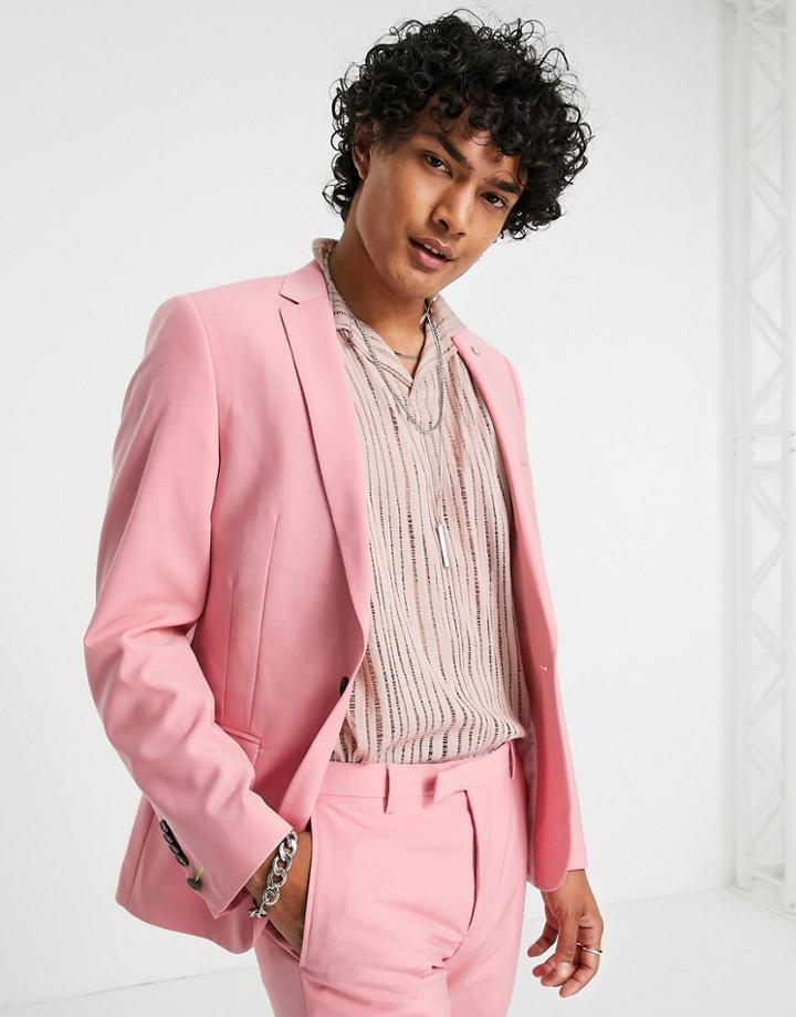 Twisted Tailor Suit Jacket In Rose Pink