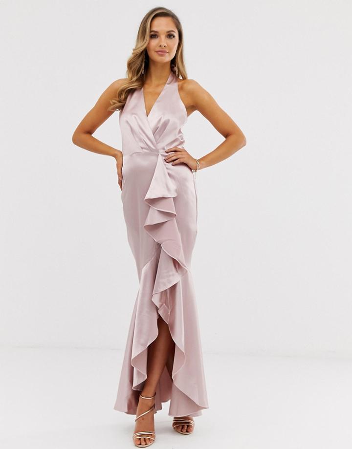 City Goddess Satin Maxi Dress - Pink