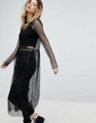 Noisy May Sheer Split Detail Maxi Dress - Black