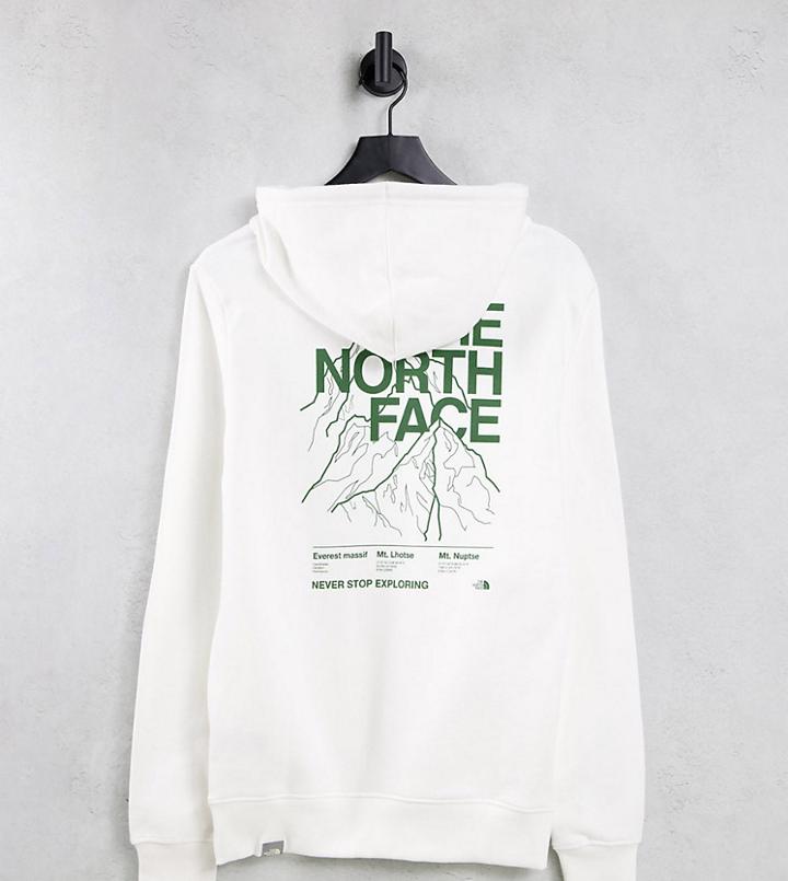 The North Face Mountain Outline Hoodie In White Exclusive At Asos