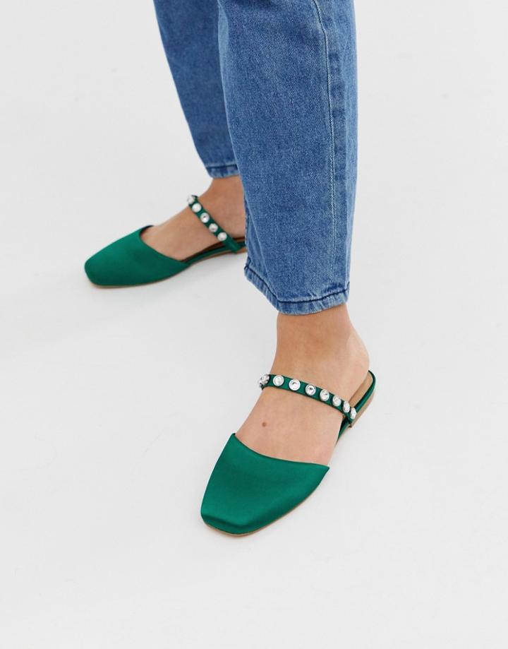 Asos Design Lulu Embellished Mules In Green