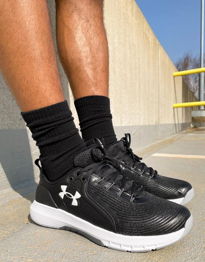 Under Armour Training Charged Commit 3 Sneakers In Black And White