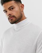Asos Design Long Sleeve T-shirt With Roll Neck In Linen Mix - White
