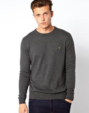 Farah Vintage Sweater In Crew Neck - Gray