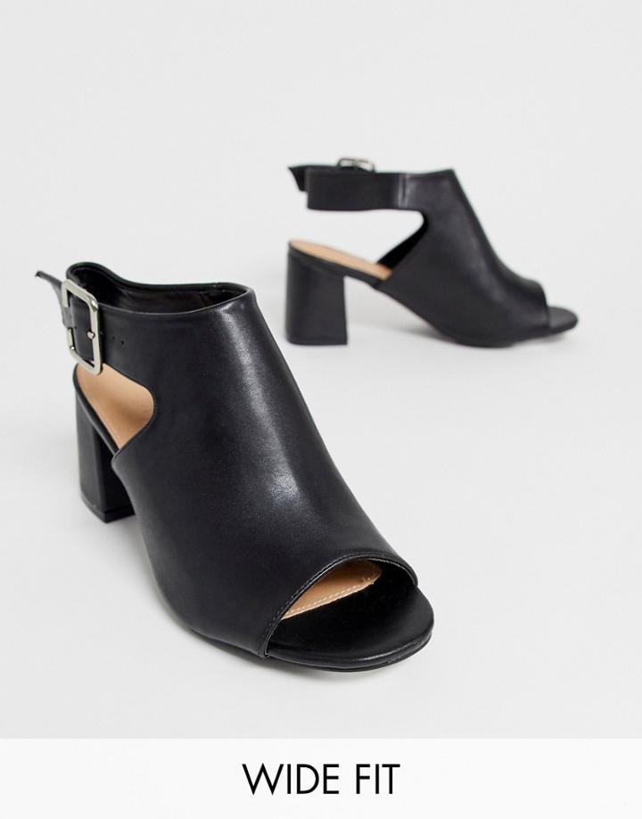 Simply Be Extra Wide Darcy Peep Toe Ankle Boots In Black - Black